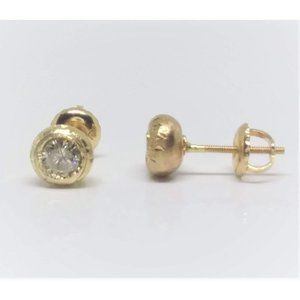 Yellow Gold Rough Set Imperfect Diamond Studs